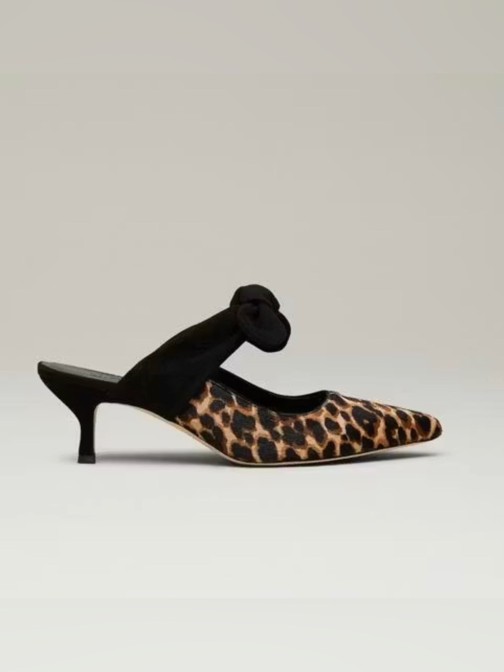 M. Gemi The Lasso Calf Hair 55MM Mules Cheetah Leopard Print Black 37.5/7